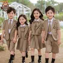 Boys British style short-sleeved suit Three-piece suit Girls kindergarten garden suit Summer primary school uniform Graduation suit