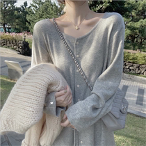 Autumn Clothing 2021 New Womens Style Interior Lap Straight Barrel Knitted Dress Winter Over Knee Long Skirt Bottom Sweater Dress