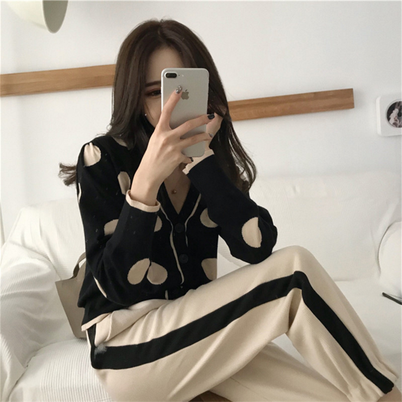 2021 autumn and winter new foreign fashion Fashion Minus points open cardiovert pants suit high cold brother-in-law Wind name Yuan Two sets