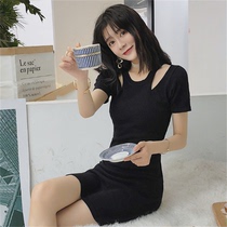 Summer dress 2020 new black heart machine dress cold wind thin Hong Kong flavor skirt Sanya holiday Thailand tourism