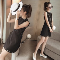 Womens 2021 new summer womens heart machine slim small black dress small fragrant wind thin temperament Hepburn style dress women