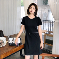 2020 new cold wind black dress summer minimalist French heart machine small black skirt zipper skirt slim