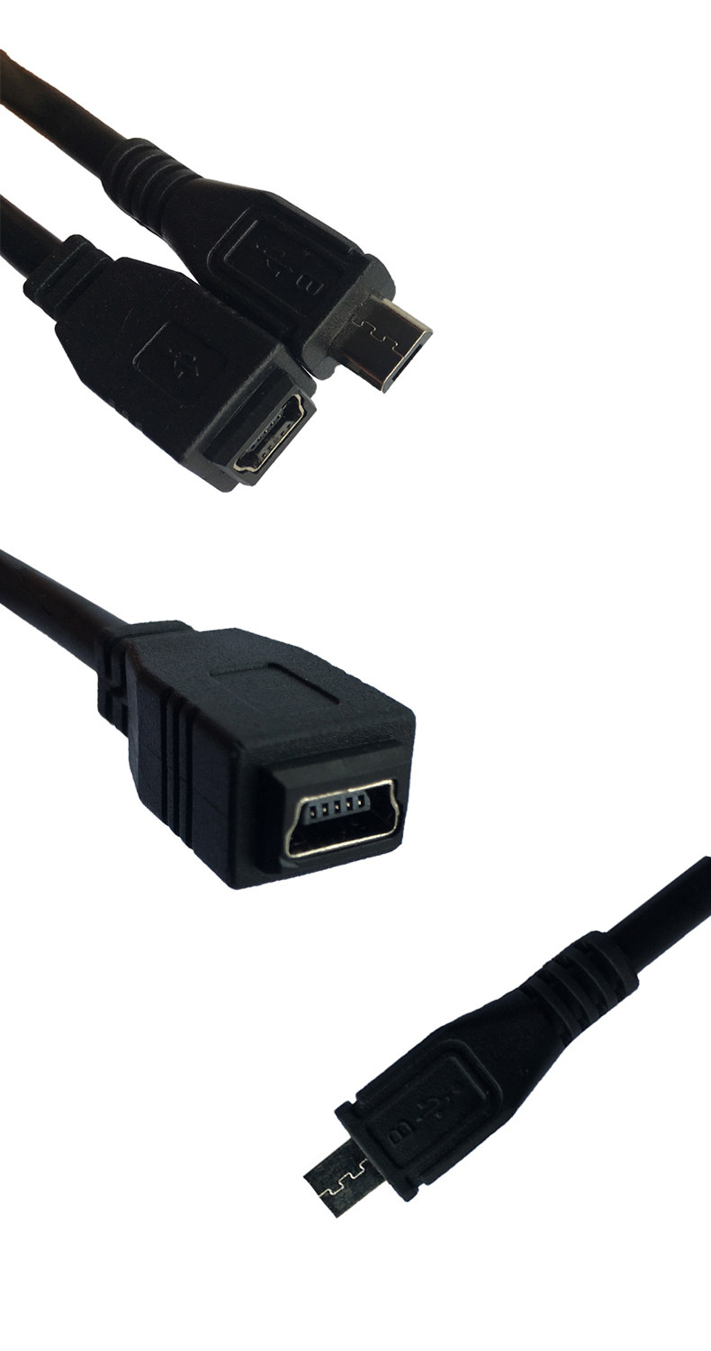 micro usb公对mini usb母转换线25cm micro转mini数据线转接线