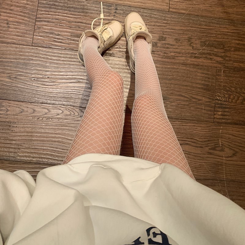 实拍实价日系格子镂空性感网袜少女缕空蕾丝打底连体袜