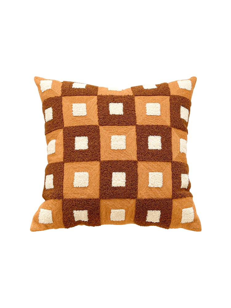 Jujia Tartan Plaid Nordic Instagram Style Pillow High-Grade Sense Sofa Cushion Bedside Pillow Cover with Core