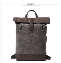 Bike Retro Double Shoulder Backpack Oil Wax Sails Cloth Bag Waterproof Retro Outdoor Backpack Travel Bag