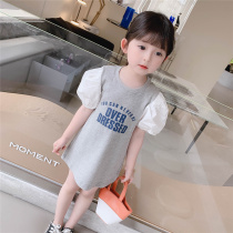  Girls  dresses summer 2021 new Western style childrens clothes female baby bubble sleeves childrens summer princess skirt