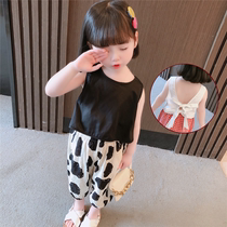  Female baby sling set 2021 summer new girls sleeveless vest anti-mosquito pants two-piece Western summer dress