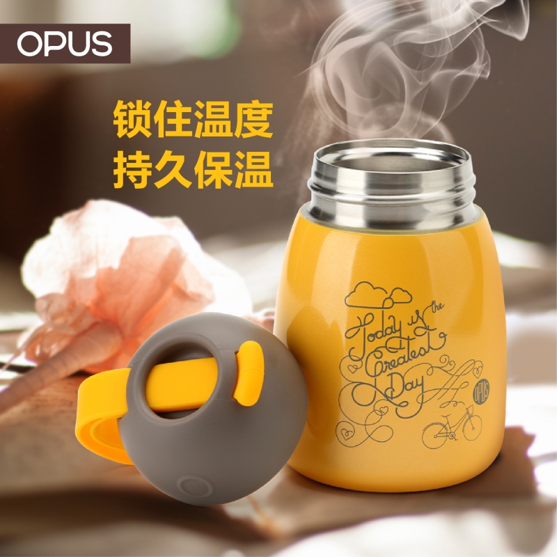 OPUS保温杯女便携学生水杯创意可爱玻璃杯迷你大肚杯 小Q冬夏套装产品展示图3