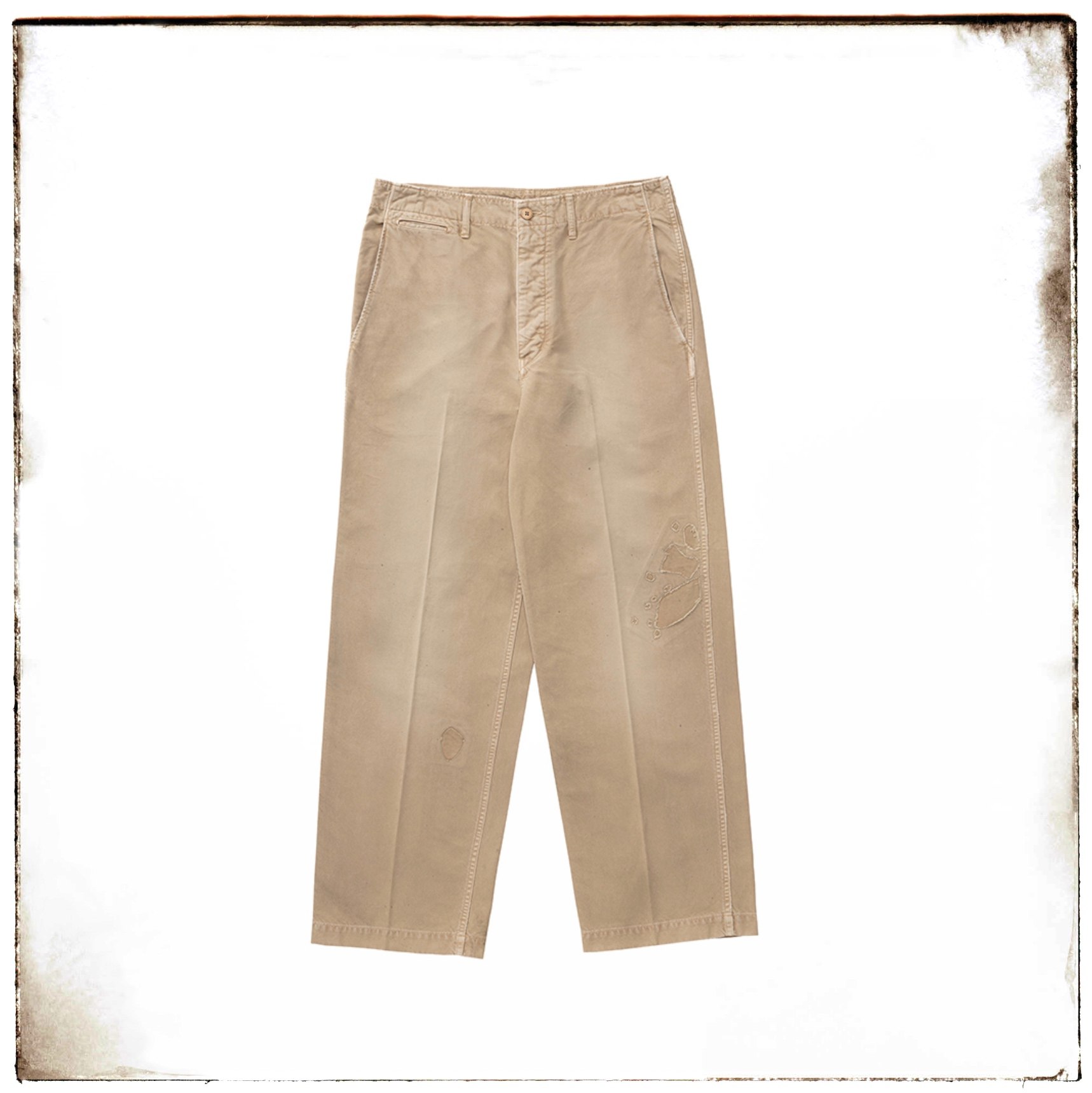 代购VISVIM 25AW EX WIDE CHINO PANTS CRASH破坏休闲裤男士宽松