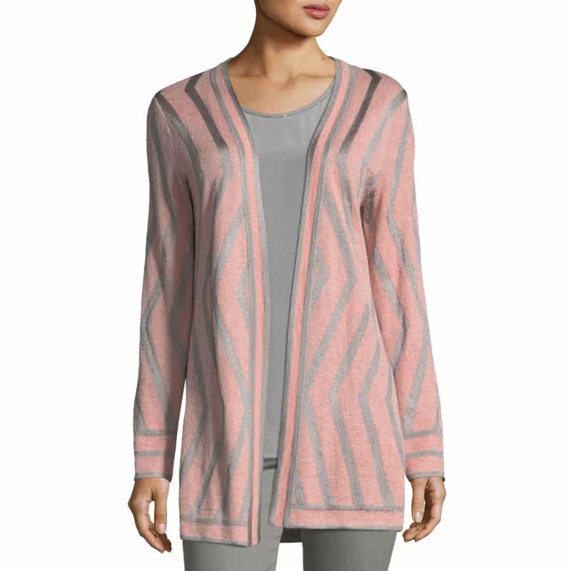 knit cardigan featuring geometric jacquard design in matte