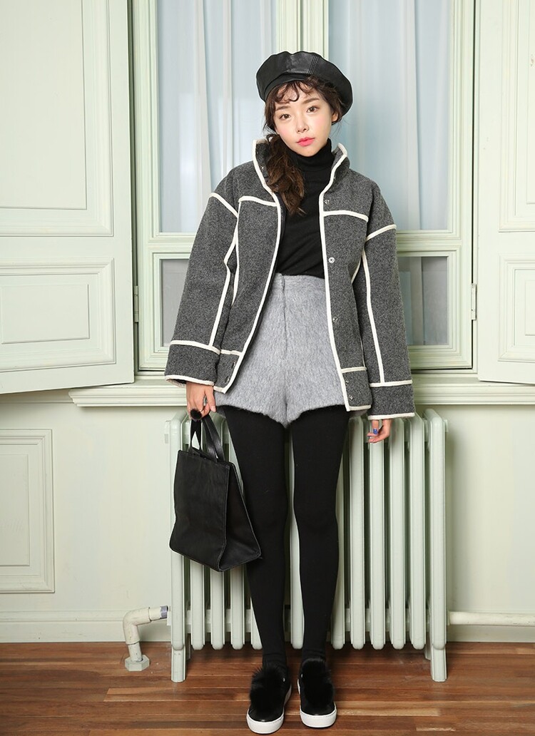 stylenanda-韩版高腰可爱<em>毛呢短裤</em>(<em>制作</em>商品)s