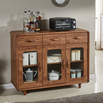 Modern Chinese dining side cabinet Solid wood frame kitchen glass door Tea cabinet Simple living room cabinet American locker