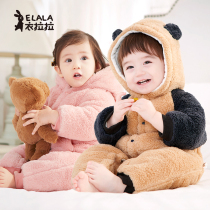 Laden winter baby jumpsuit thick cotton cotton 0-1 year-old boys and girls three layers of warm clothes baby climbing clothes