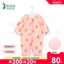 Lala baby long sleeve thin jumpsuit 0-1 year old girl ha clothes cotton climbing clothes baby Summer clothes tide
