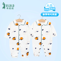 Lala spring newborn baby jumpsuit foreign boy long sleeve cotton ha clothes baby spring and autumn climbing suit 0-1 year old
