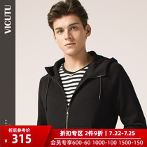 VICUTU mens jacket black cotton casual trend wild cardigan 0 pressure spring jacket