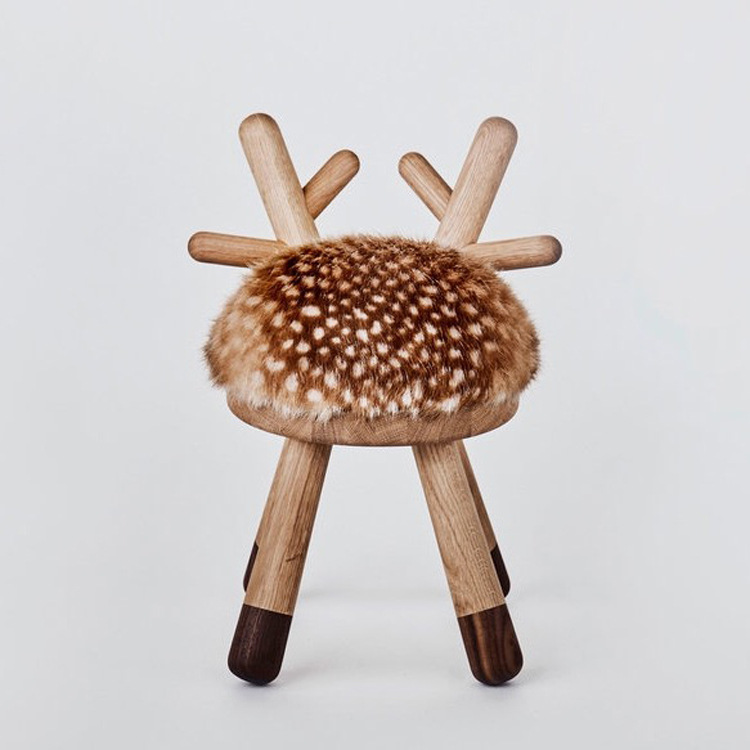 INS Nordic Sheena with the same deer stool children's gift solid wood animal chair baby kindergarten backrest chair