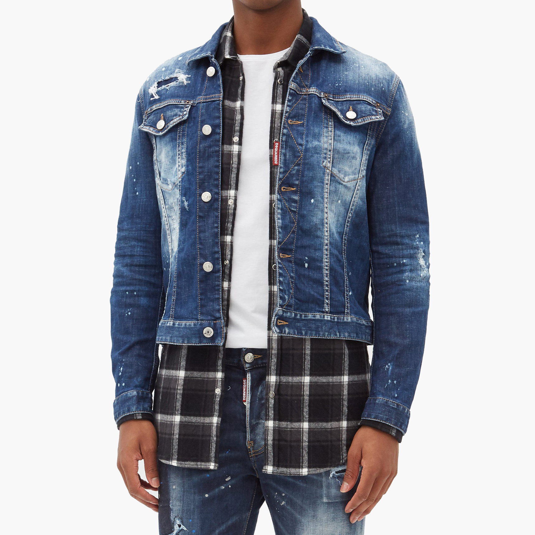 设迷现货 dsquared2 d2 20秋冬男破洞水洗牛仔夹克外套 s71an0236