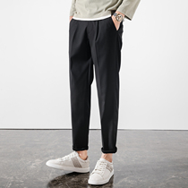 European station spring and autumn non-iron business casual pants mens self-cultivation British drape small Western pants Tide brand small foot ankle-length pants