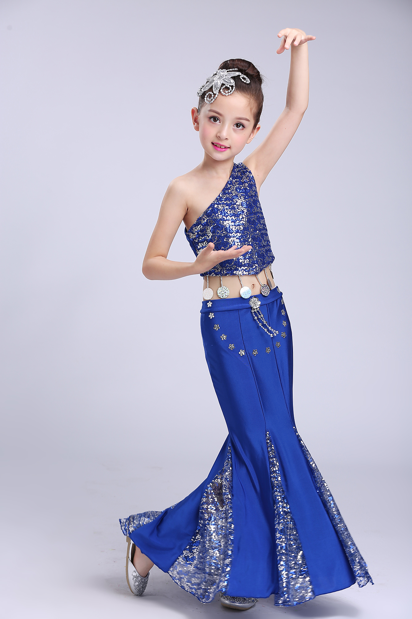 定制 儿童傣族舞蹈服新款孔雀舞服装民族舞台演出服 女童傣族表演服