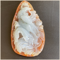 Natural Burmese Jade Red Yellow fester ice pendant Jade Phoenix opera Peony pendant boutique bird King King