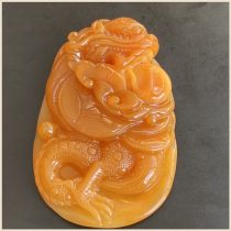 Myanmar yellow jade dragon brand Yellow Dragon Jade chicken oil yolk egg yolk zodiac Dragon Jade man pendant pendant a picture