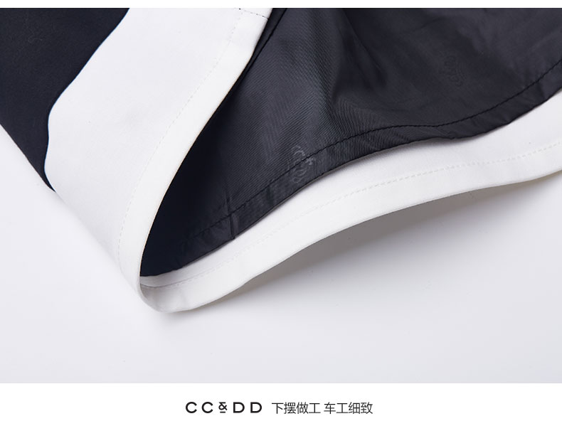 prada傘包正品價錢 CCDD2020春新款正品通勤OL氣質傘裙黑白條紋印花褶皺半身中裙a字 prada價錢