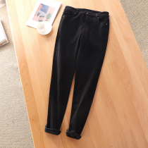 Love her cat whiskers with striated hair edge and thin velvet high waist thin female elastic denim pencil pants 69311