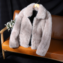 European Top JI Reluxurious Sheep Fur Integral ~ Natural Curly Feel Elephant Grey Female Cappuccino fur coat 80017