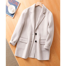 Noble elegance Italian water corrugated preliminary cut wool bifacial niece loose wool suit jacket 80310