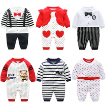 Baby jumpsuit spring and autumn women go out to Ha clothes 3 months baby climbing clothes autumn mens pajamas cotton 6 newborn clothes