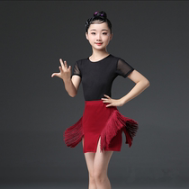Latin Dance Dress Girl Children Short Sleeve Blouses Summer Dress New Professional Less Kids Competition Performance Dress Dance Dresses Merit