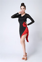 Latin dance to be served with female adult artistes Autumn Winter New Competition Dress Velvet Streaming Sulian Dress Rehearsal Service Dress