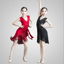 Spring and summer new children Latin dance girl sleeveless current dance dress with less professional practice to wear a dress