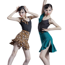 Latin Dance Dresses Girls Summer Childrens Race Suit Girl Less Children Harness Sleeveless Skill Exam Grade Performance