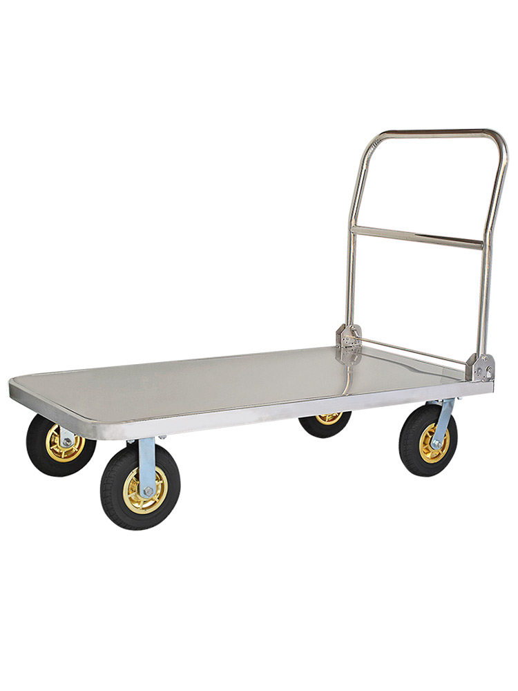 不锈钢平板车手推车搬运车推货车静音摺叠小推车拉货车推车小拉车