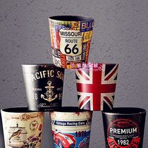 Retro trash bin storage bucket creative home living room uncovered American trash can bedroom bathroom fashion paper basket