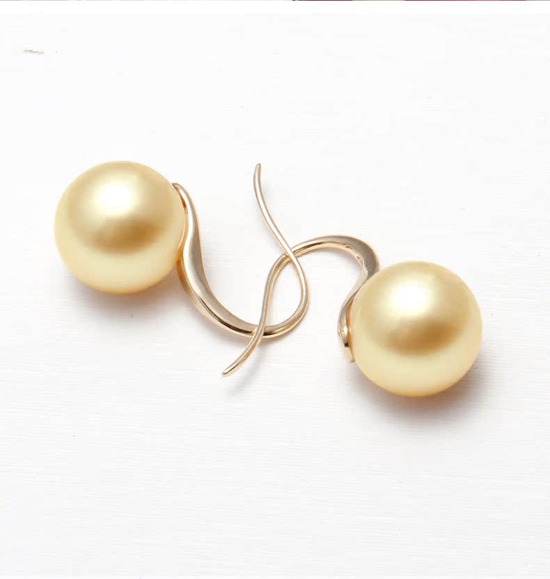 opearl珠宝 南洋金珠耳环耳饰 14k金双面简约耳钉 天防过敏然气质