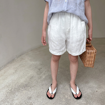 Original Summer New Products CUHK Childrens Clothing Linen White Shorts Male Girl Cotton Linen Casual Hot Pants 50% Pants