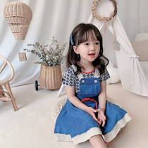 Lacquer Collection Spring Summer Products Small Children Dress Girl Pure Cotton Knit Braces for dress Childrens thin Korean version of the dress 100 hitch
