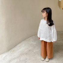 Male and female Shirts Children Clothing New Products Spring Autumn Pure color Long sleeves Art and CUHK Childrens cotton numb sweatshirt Mori Family parent-child