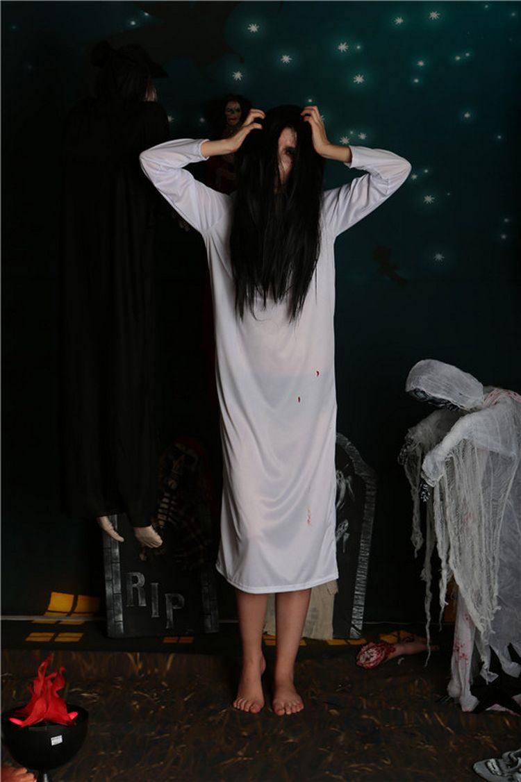 一双绣花鞋林心如造型服装鬼节红色长裙服装 贞子扮演红衣装鬼服