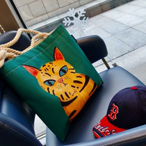 Taiwan RAAN music score bag shopping bag canvas bag cute cat eco bag creative trend fashion niche bag