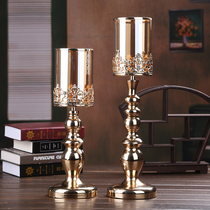 Home luxury European Candlestick ornaments golden table candle holder candle American retro decoration decoration romantic decoration