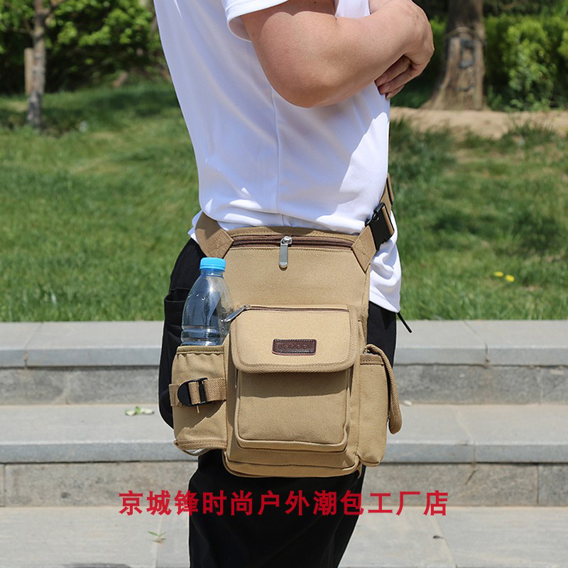 ins canvas men's and women's multifunctional leg bag casual bag belt bag riding waist leg bag express bag takeaway bag fitness bag