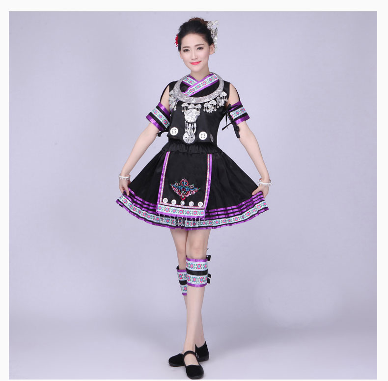 新款苗族舞蹈演出服女新品短裙贵州少数民族表演服湘西苗族服装女