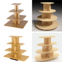 Wooden display cabinet booth milk powder shoe store container Supermarket shelf pile head red wine display rack Round display cabinet Island cabinet