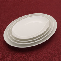 8 To 18 Inch Mega Oval Fish Plate Pure White Bone Ceramic Moon Light Fish Pan No Side Practical
