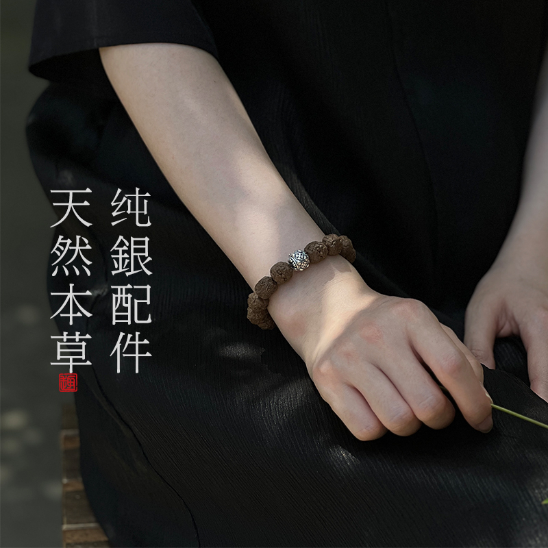 纯手工古法合香珠手串男 2023年新款古法银990银珠情侣款手链女